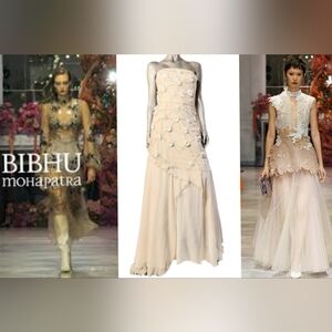 ○$6,000 BIBHU MOHAPATRA BEAD ESTABLISH SILK BLUSH EXCLUS RUNWAY GOWN 6